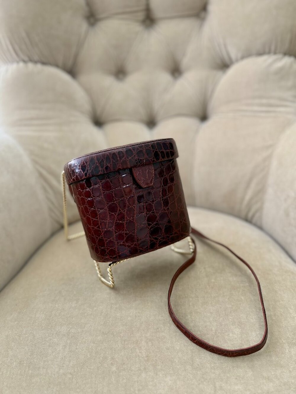 VTG Auth. MAXIMA Italy Genuine Alligator MINI Camera Minaudiere Croassbody Bag - Picture 3 of 8